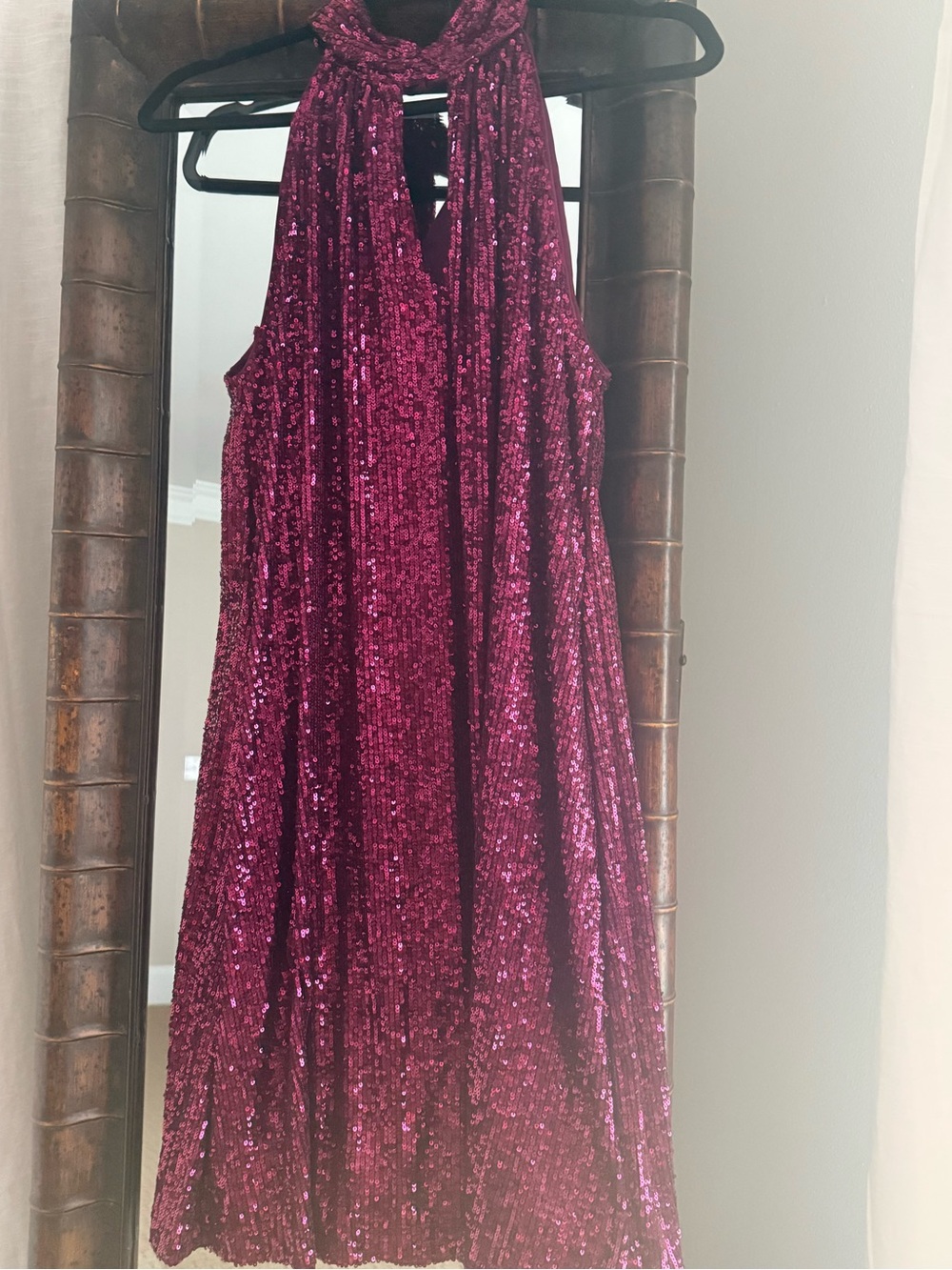 Sparkling Fuchsia Sequin Halter Dress